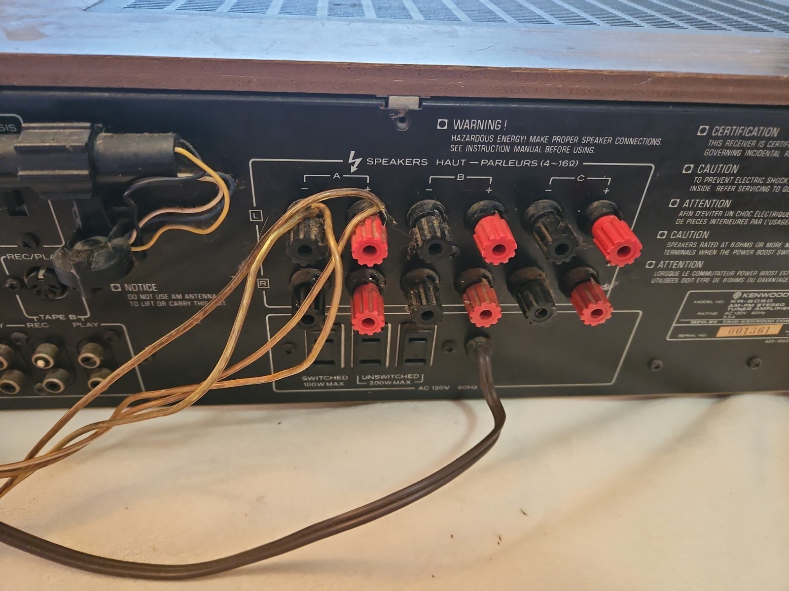 Kenwood KR-8050 High Speed Stereo Receiver (Untested)