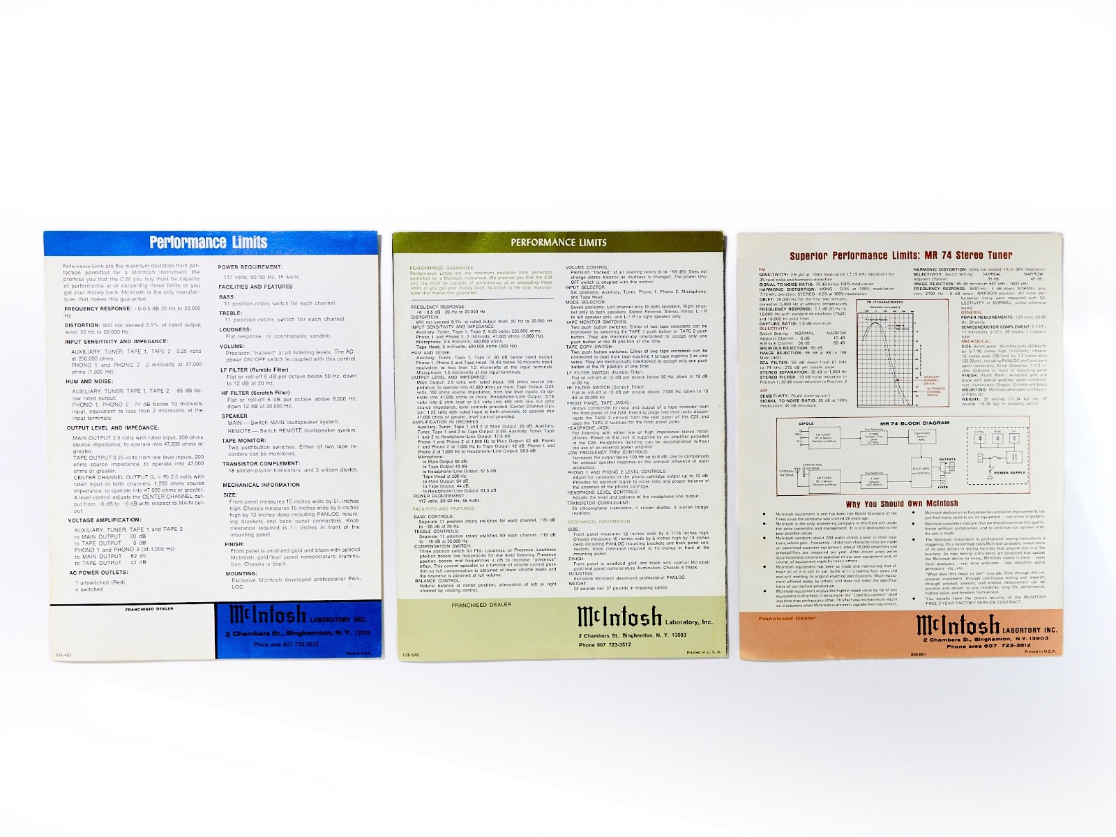 McINTOSH DEALER LITERATURE ADVERTISING MATERIALS BUNDLE Original Vintage Hi-Fi