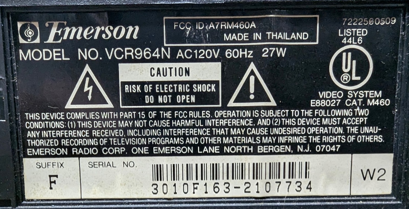 DRIVE MOTOR ASSEMBLY MXN-13FB12F FOR A EMERSON MODEL VCR964N VCR