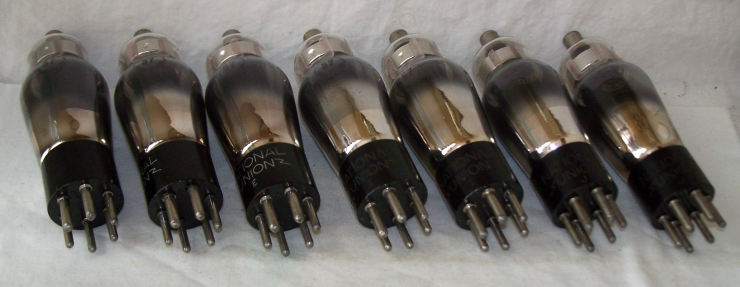 Lot of (7) NU National Union Type 57 antique radio tubes,pentode,engraved base
