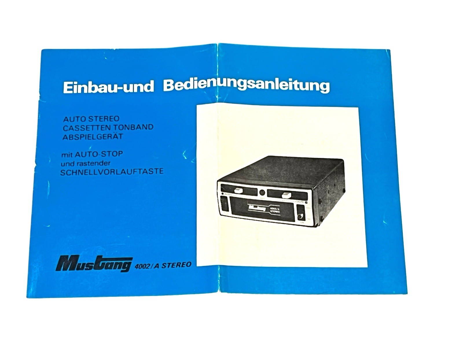 Vintage Mustang 4002/A Under Dash Car Stereo Cassette Player NOS Complete Box