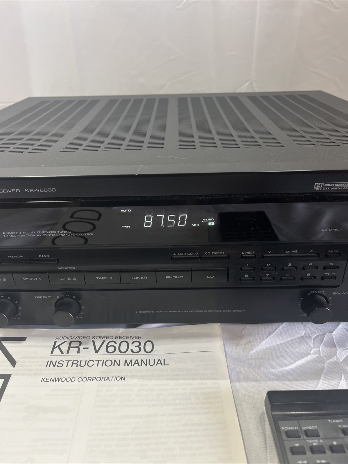 Vintage Kenwood KR-V6030 Stereo Receiver Tested Excellent W/ Remote & Manual