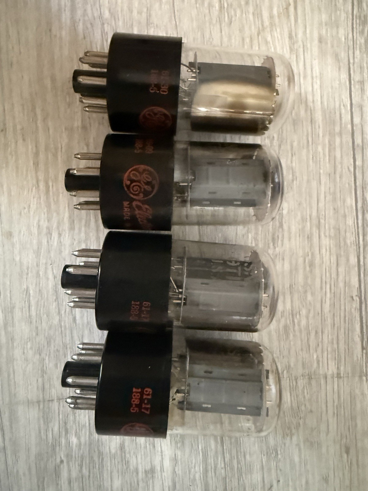 NOS Matched Quad GE 6SN7 GTB Red Label Side Getters OLD STOCK 60s