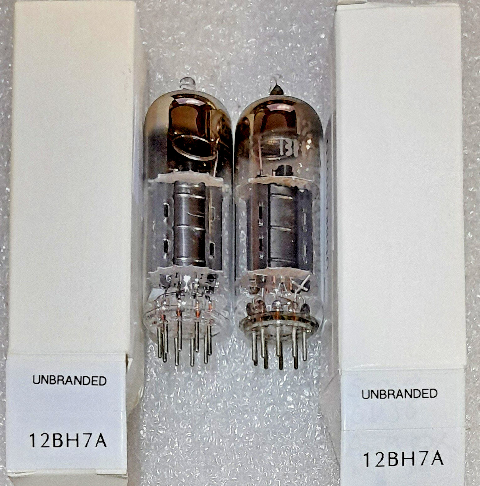 Pair 12BH7A unbranded black plate Vacuum Tubes, Triplett 3444 Tested