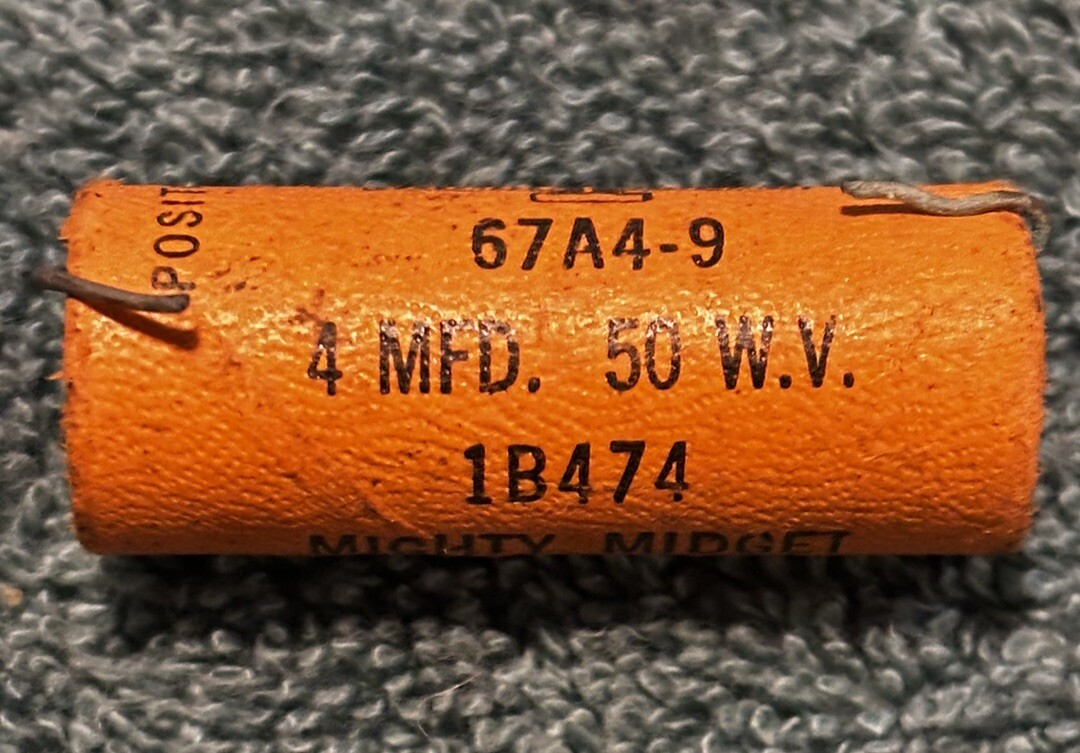 ICC Mighty Midget Capacitor Vintage Amplifier 4 Uf 50 V Tested 50s Electrolytic