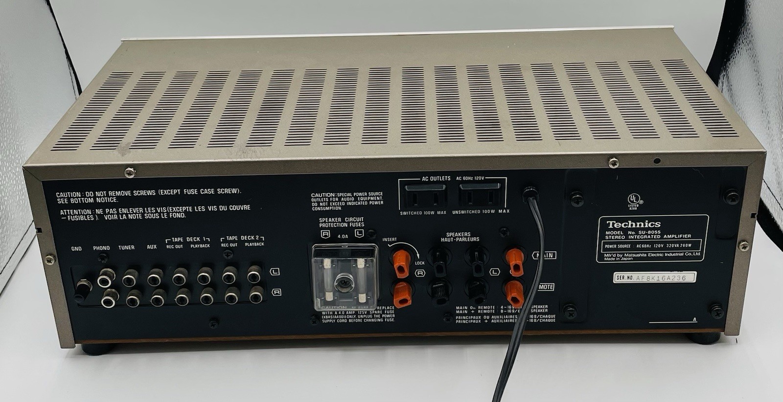 Technics SU-8055 Stereo Integrated DC Amplifier Tested, Working Order- Read
