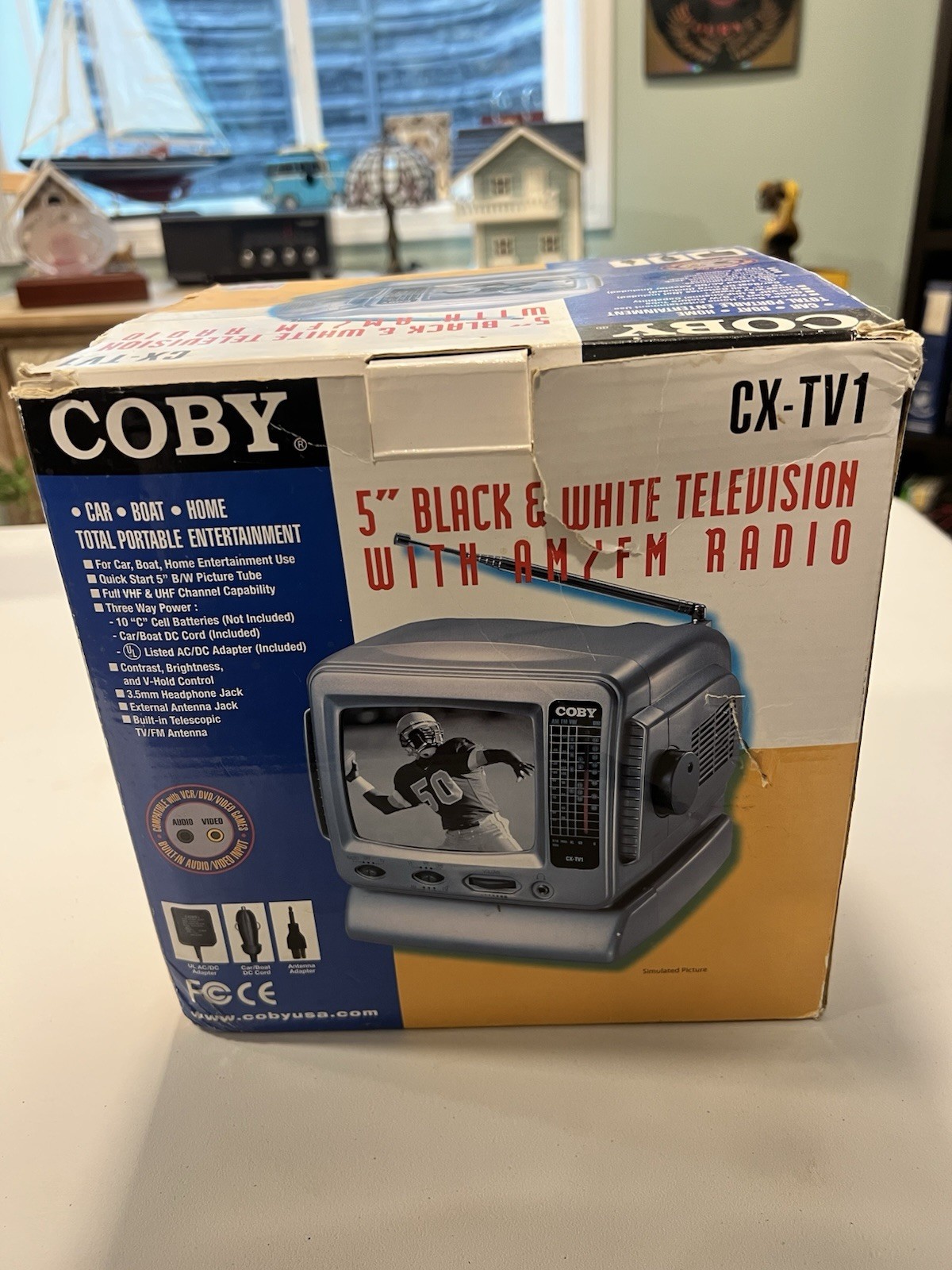 Coby CX-TV1 Portable 5″ Black White CRT Television AM/FM Radio Tested/Working