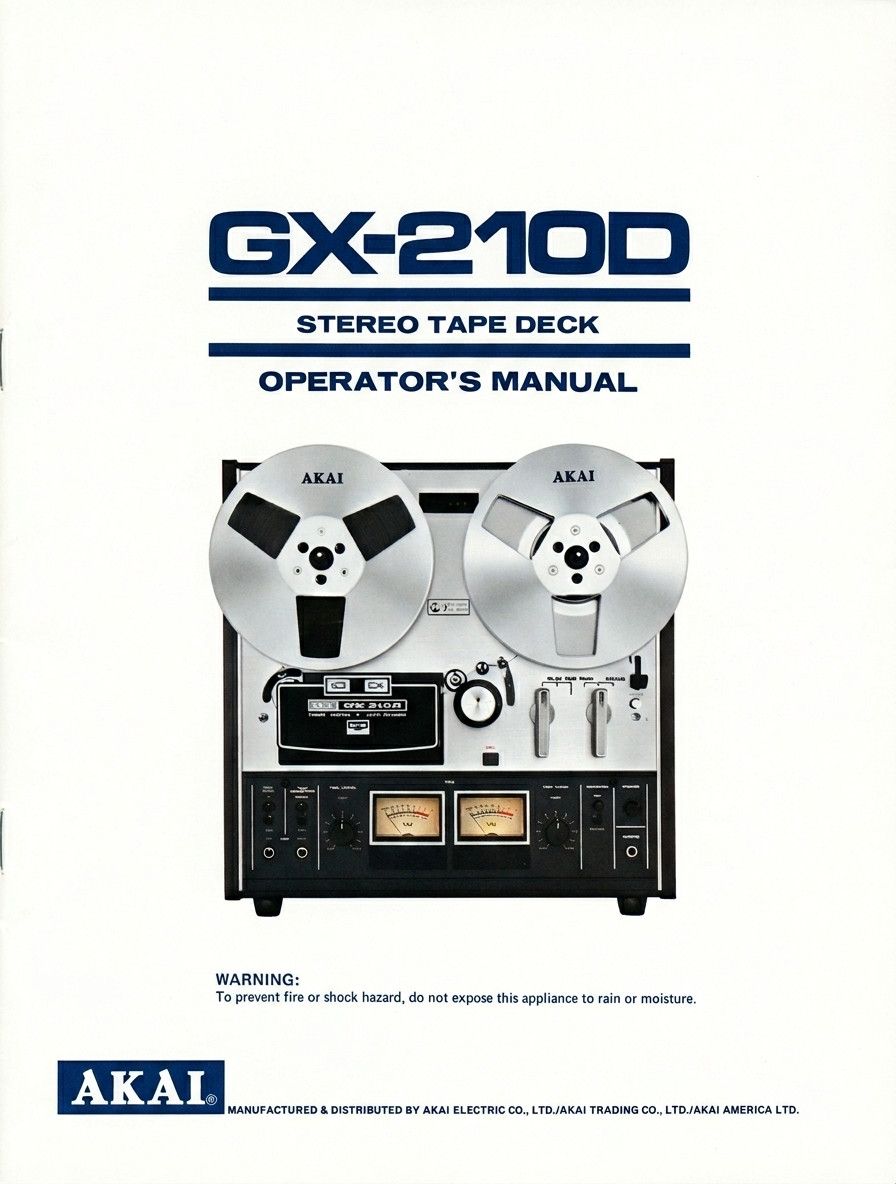 Akai GX-210D Reel-to-Reel Tape Deck User / Operator’s Manual – In Comb Binding