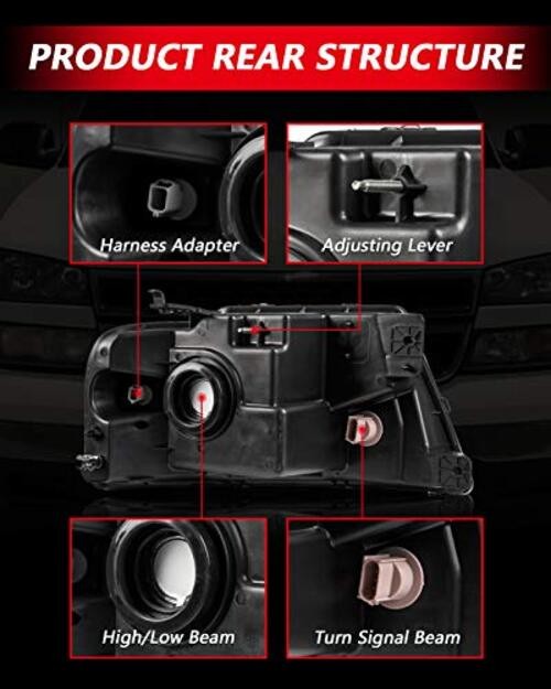 Headlight Assembly Black Housing Replacement Black-Amber/2004-2008 F150