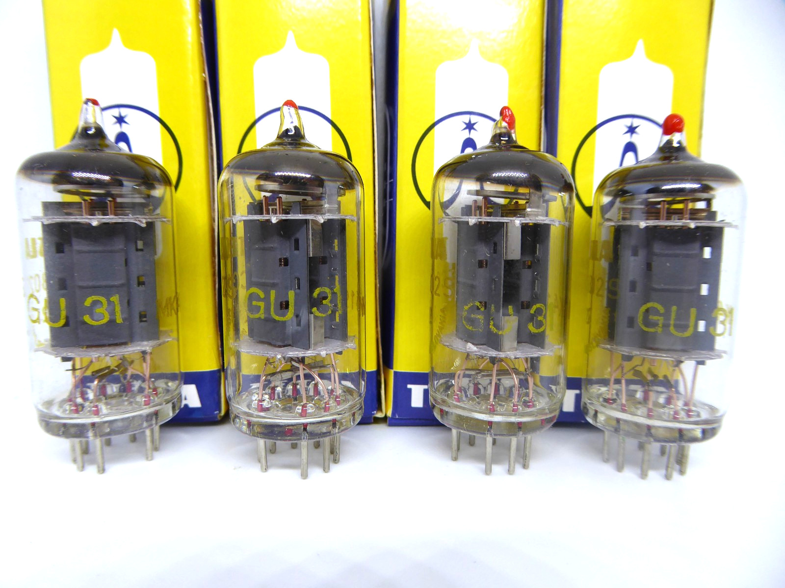 4x (QUAD!) TESLA ECC802S (12AU7WA E82CC B329) lk. Telefunken 100%, 1973, NOS 2