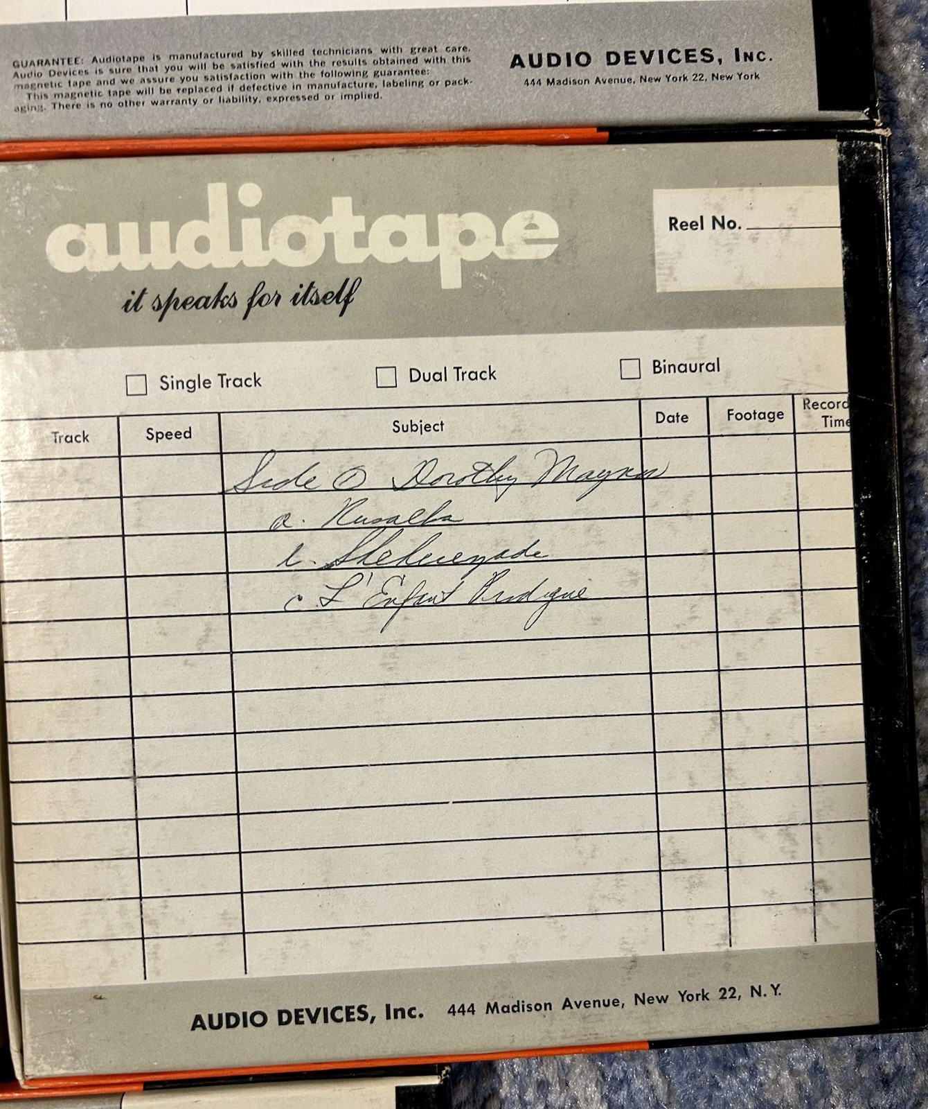 5 Vintage 1960’s Audiotape 1251 Reel to Reel Professional Tape, Used Opera