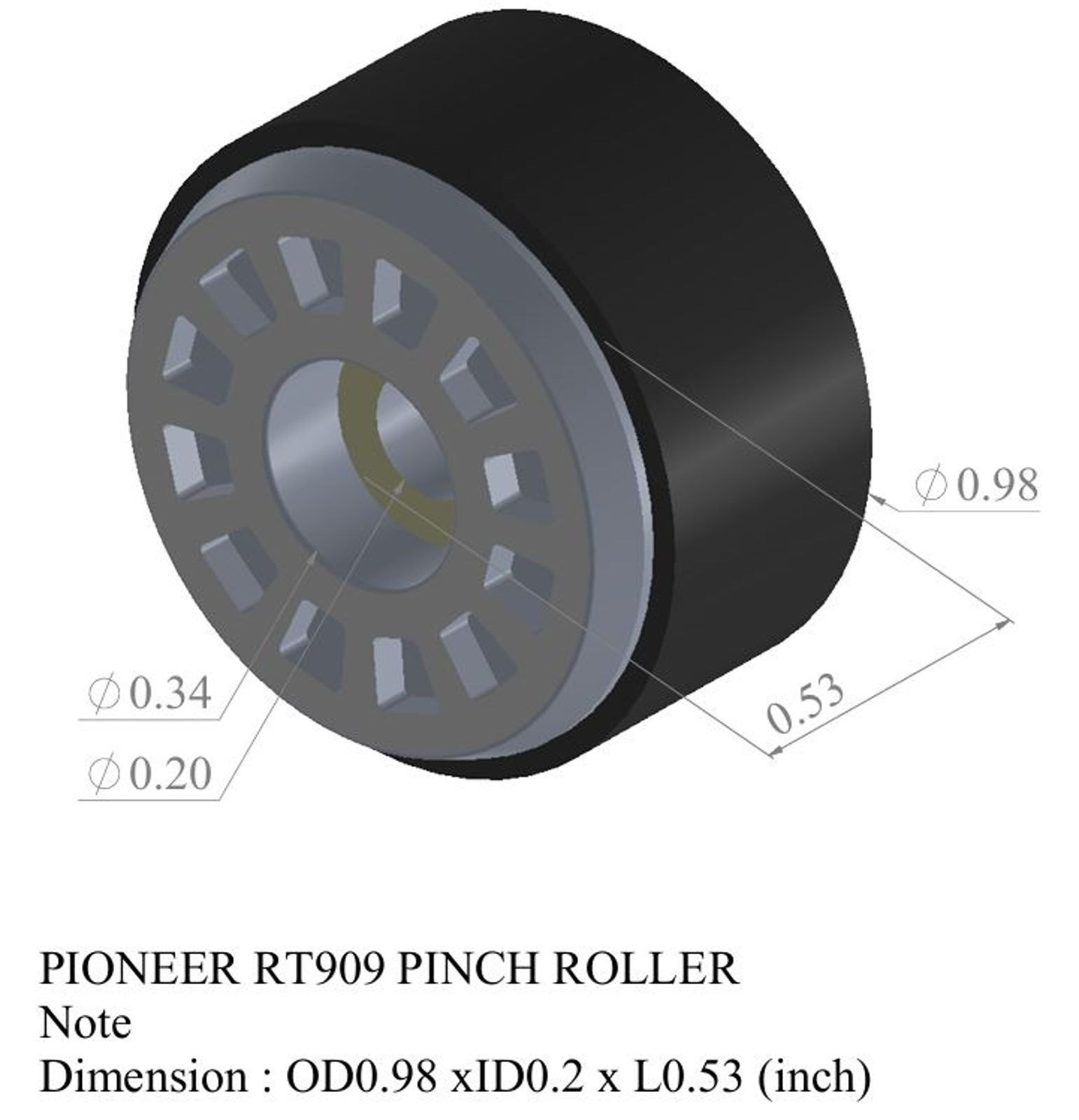 Pioneer RT-909 Pinch Roller (Single)–Blue Color–1 year warranty