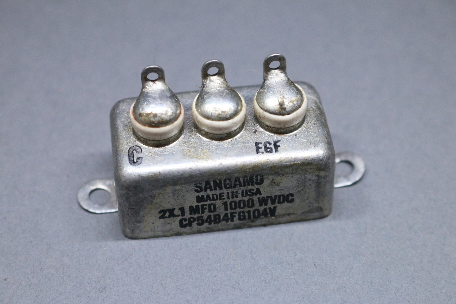 Vintage Sangamo 2x .1 uF 1000V DC PIO Capacitor Tube Amp Tested Good 1kV Oil USA