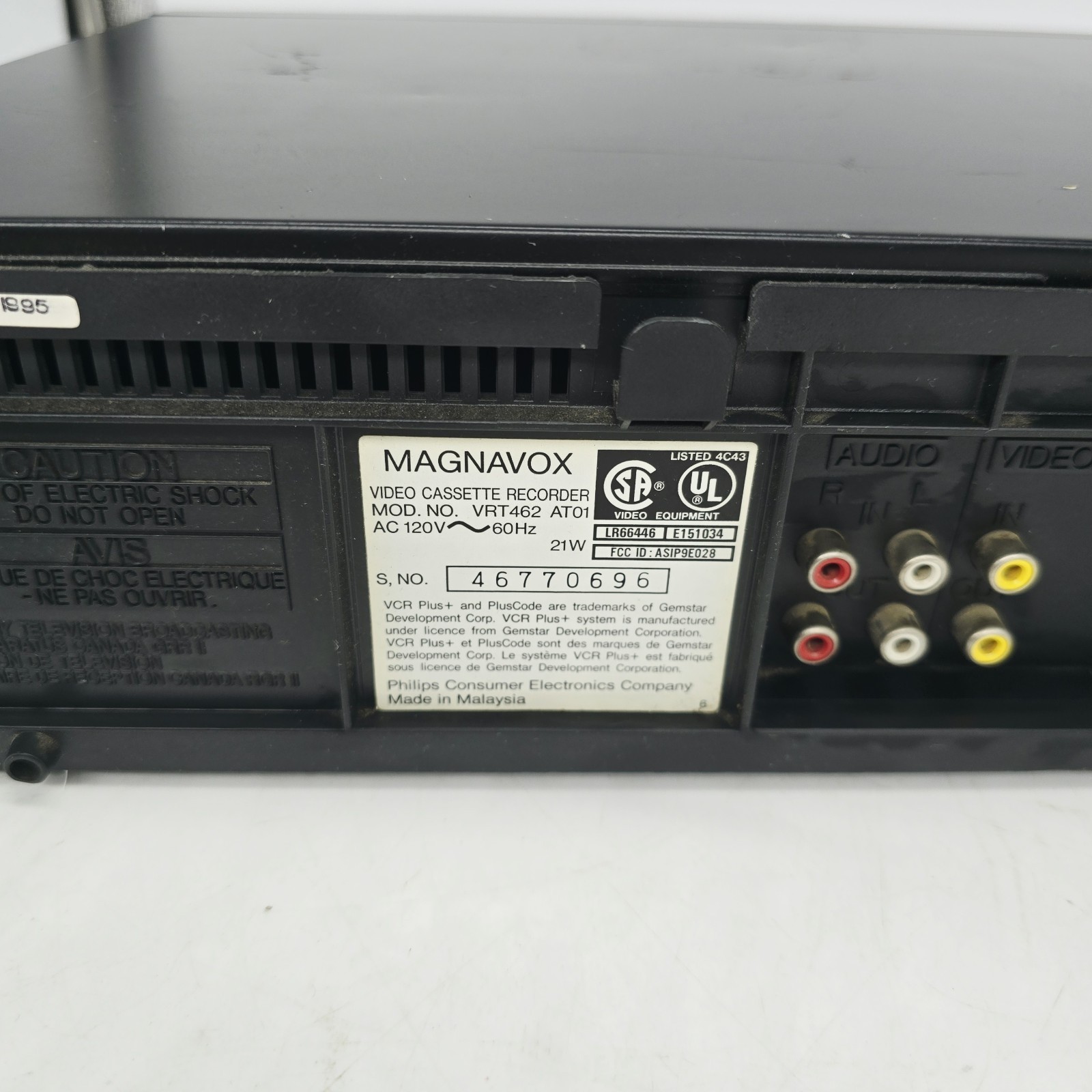 Magnavox VRT462 AT01 Hi-Fi 4 Head VHS VCR Plus+ No Remote Tested Working