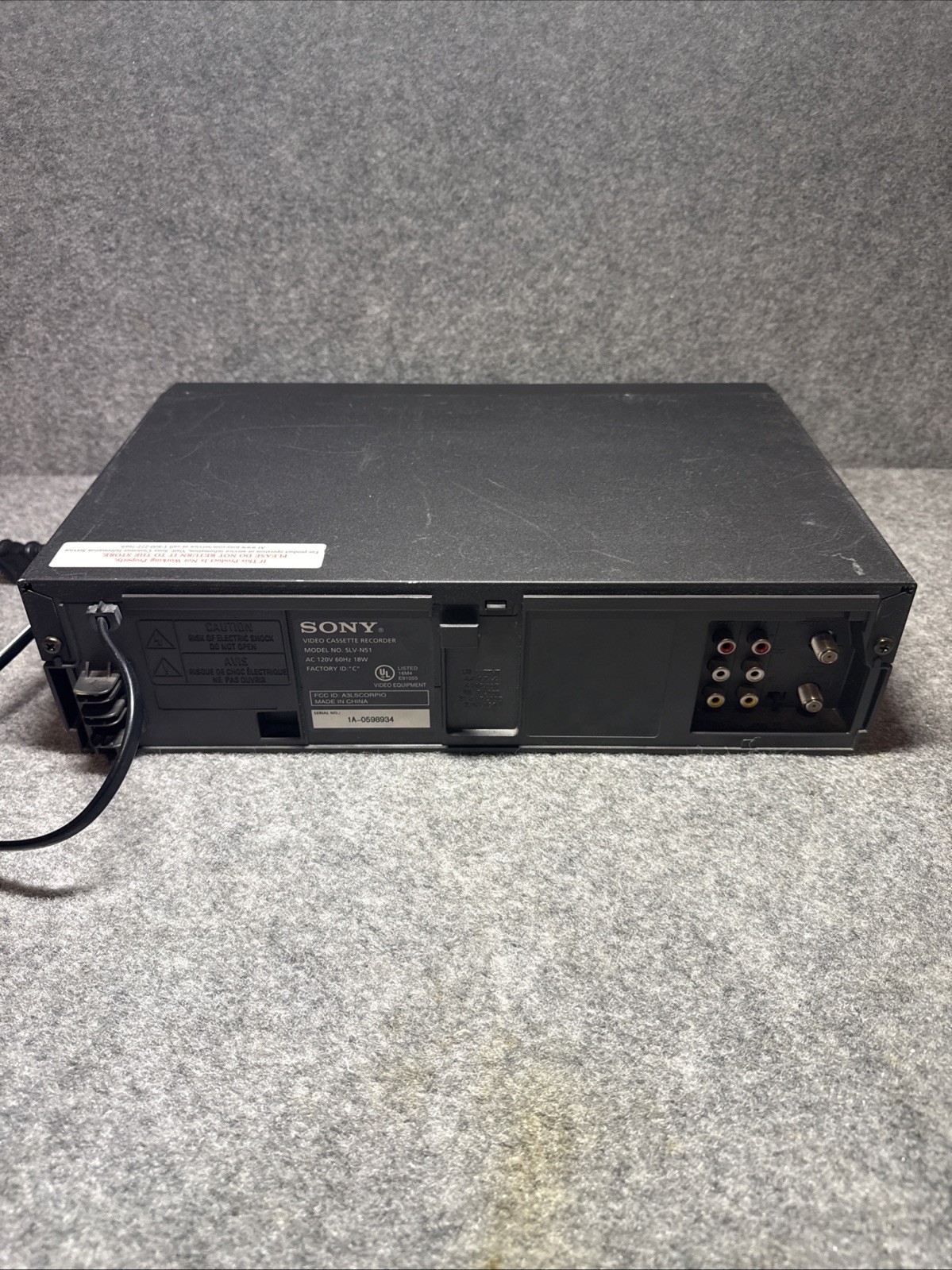 Sony SLV-N51 4-Head Hi-Fi Stereo VCR – Black No Remote Tested Working