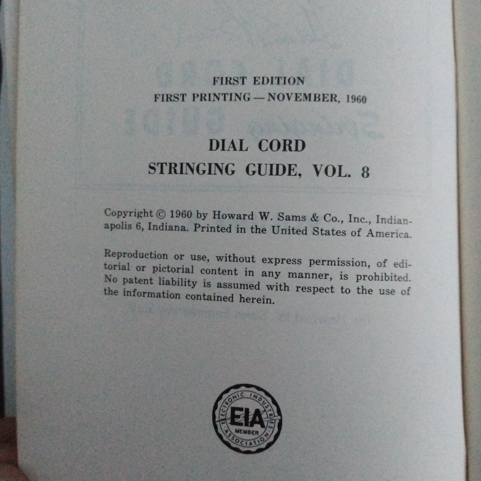 Howard Sam’s Dial Cord Stringing Guide Dc-8 Photo Publication Radio Repair