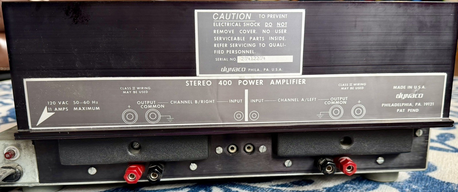 Dynaco Stereo 400 Power Amplifier Vintage 70s Solid State Works Great w/ Manual