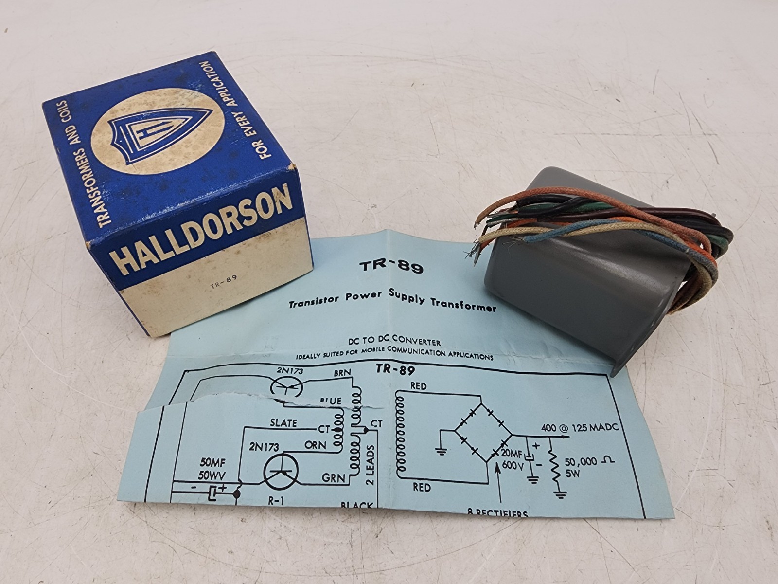 Vintage Halldorson TR-89 Transistor Power Transformer 12VDC 400VDC 50W