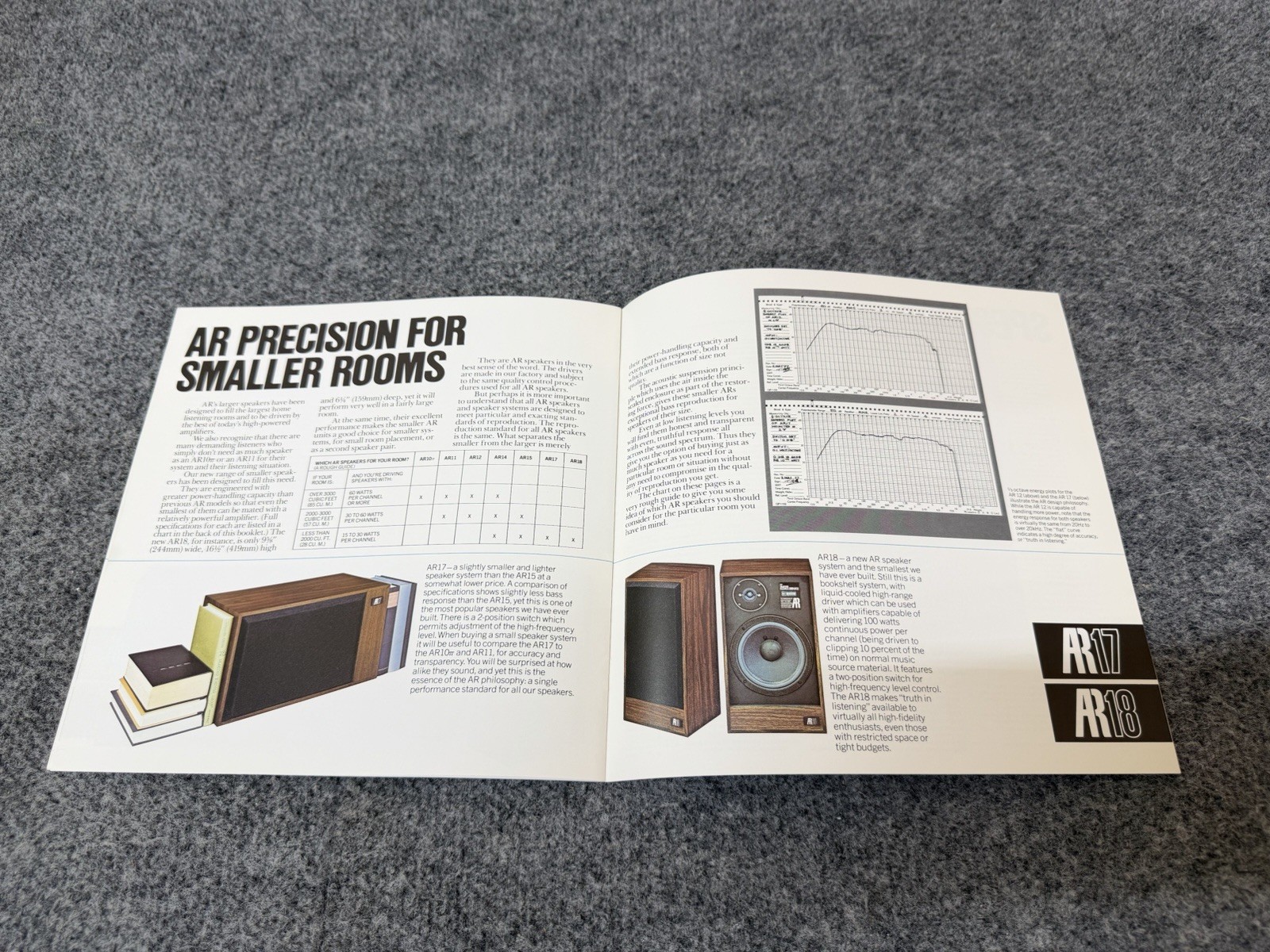 ⭐️Original 1977 Acoustic Research Speaker Dealer Brochure Lineup AR10 Thru AR18