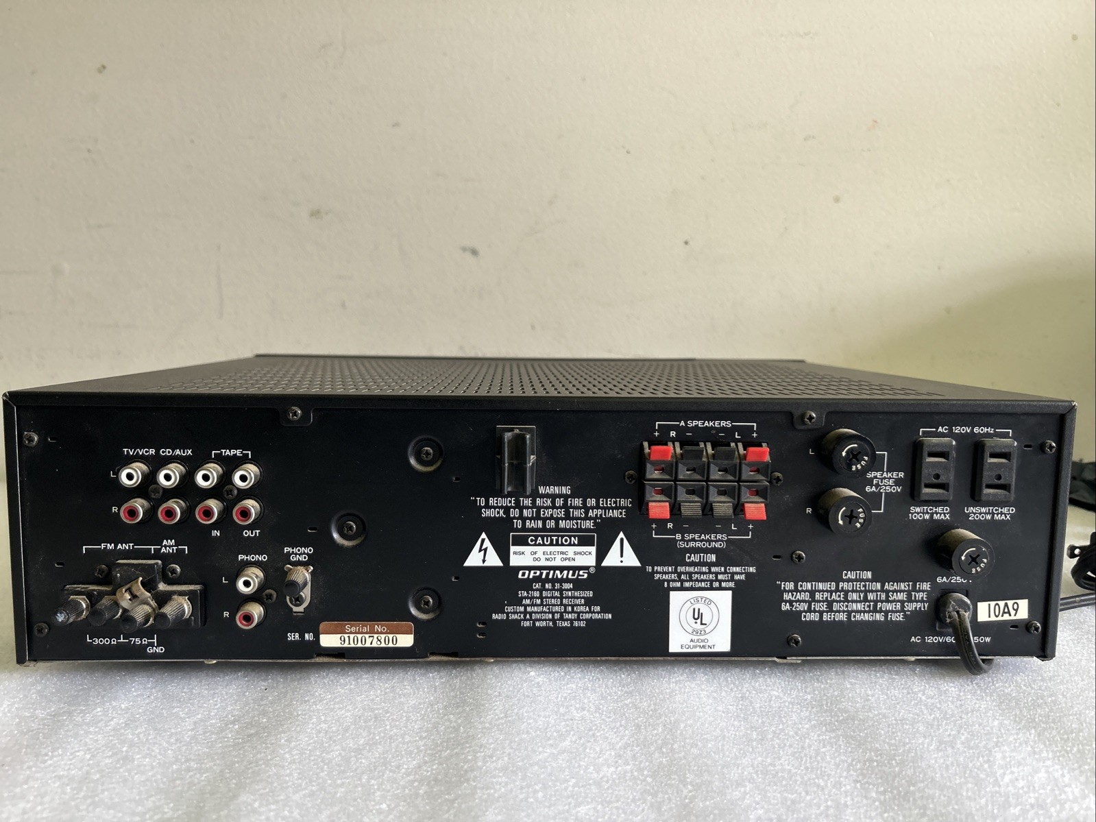 Optimus STA-2160 Digital Synthesizer AM/FM Stereo Receiver Parts Repair