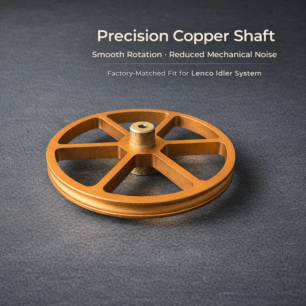 Brass Idler Wheel Drive Component for Lenco L75 / L78 Turntables, Precision Shaf