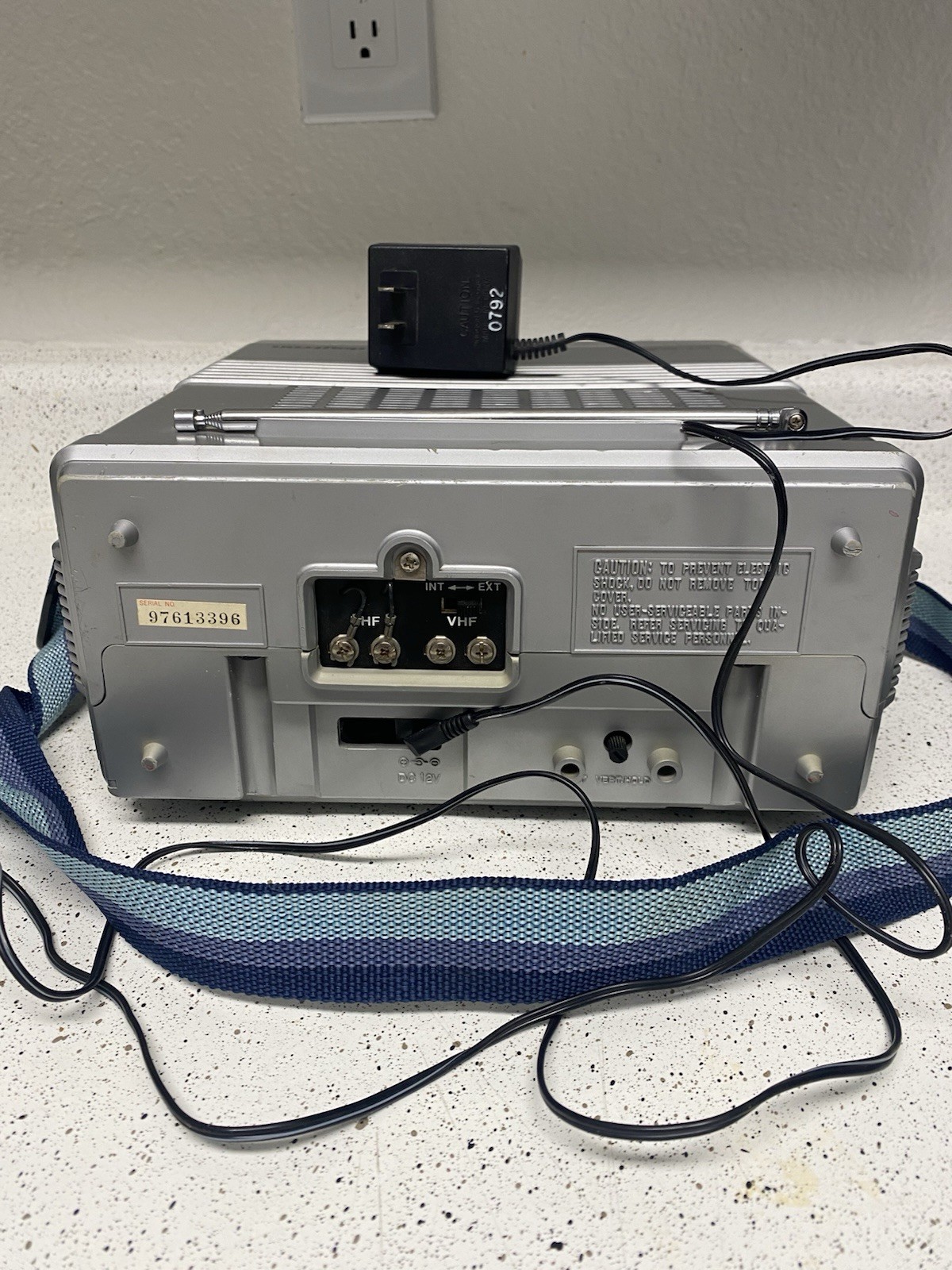 Daytron DT-505A Vintage Portable TV Power Cable Strap Tested