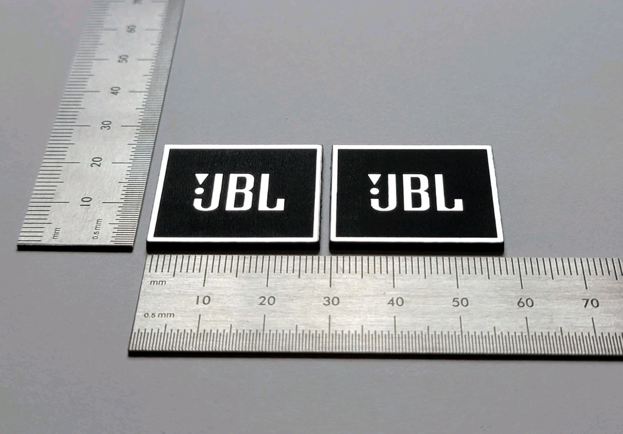 JBL L100 Speaker Badge Logo Emblem Premium 3D Silver Pair With 3M Adhesive