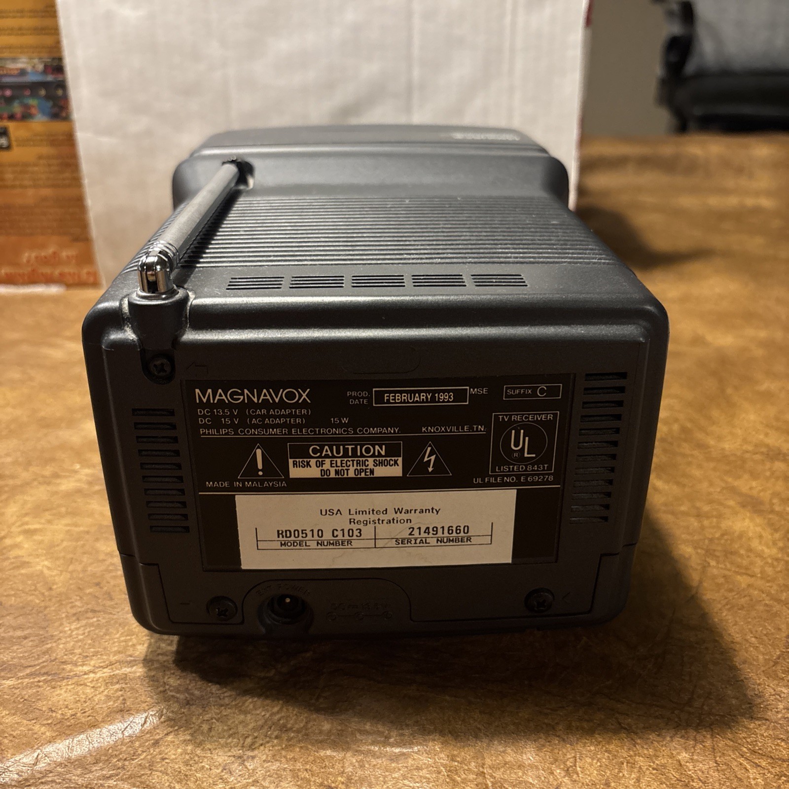 🔥Vintage Magnavox RD0510 C101 5 Inch Portable TV Color Works! w/Power Cord. 📺