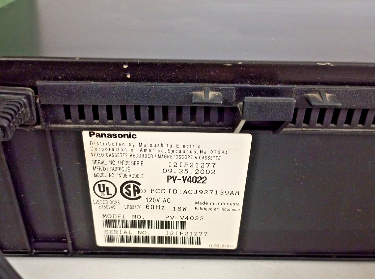 Panasonic PV-V4022 Omnivision 4 Head VCR w/ Remote TESTED WORKS