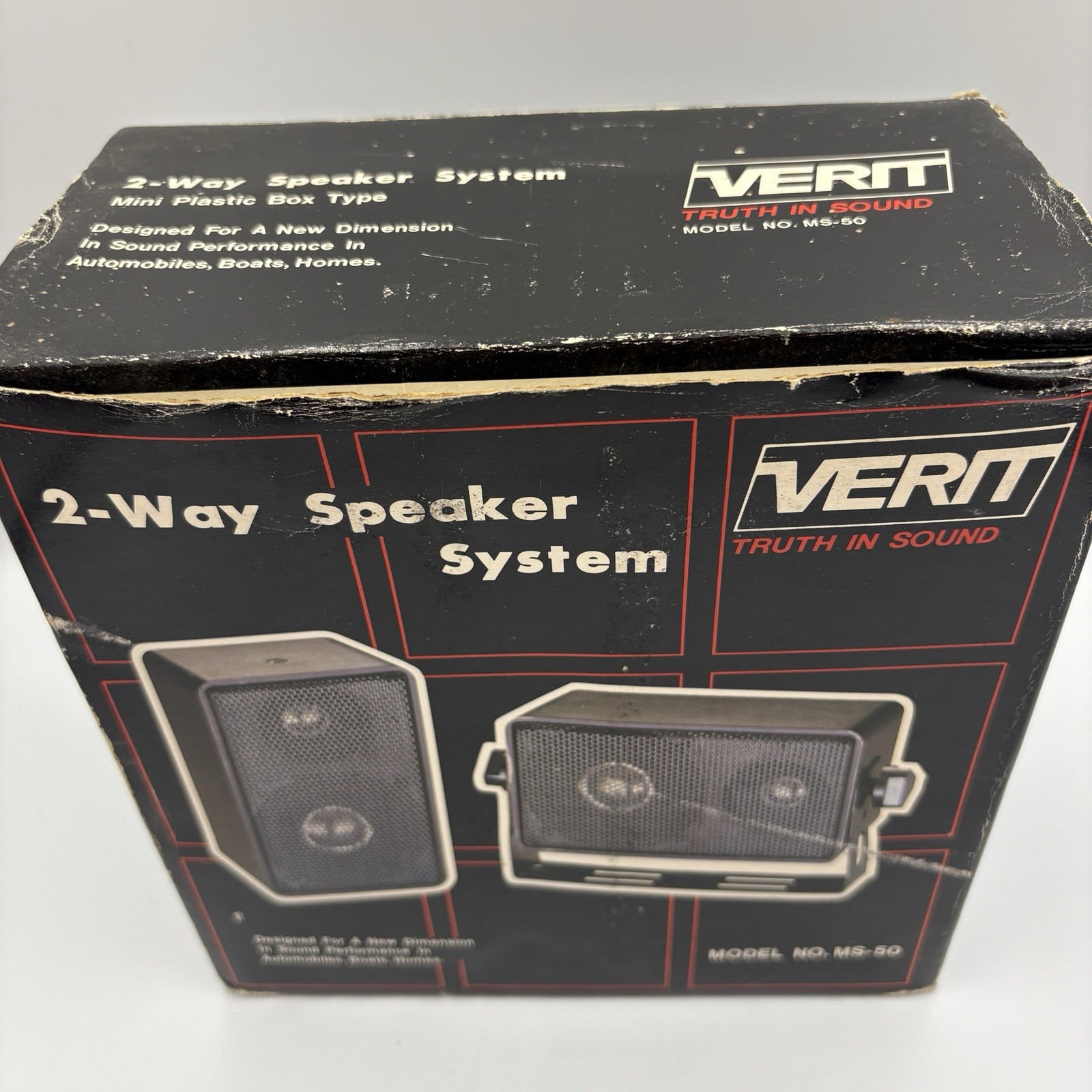 Vintage VERIT 2 Way Speaker System MS-50 New in Original Box Mini Plastic Boxes