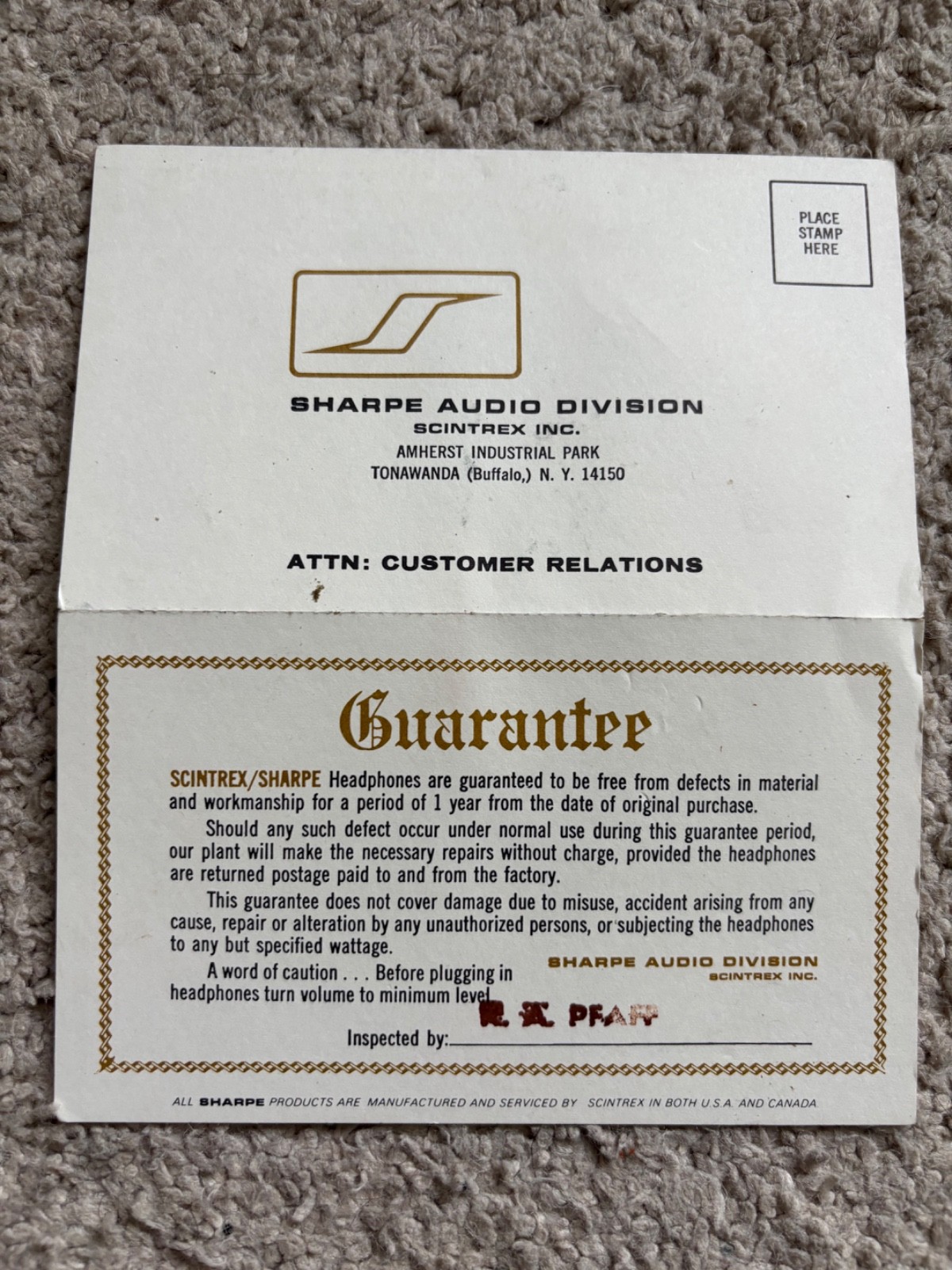 Sharpe MK II 1970s Vintage Green Over-Ear Headphones Coiled 1/4″ Plug with Box