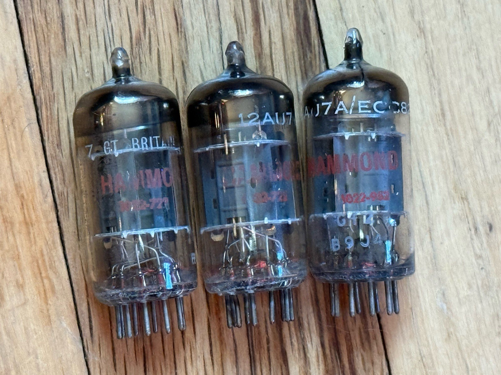 3x Mullard GF2 ECC82 12AU7 Tubes Blackburn Branded For Hammond Strong M G2U