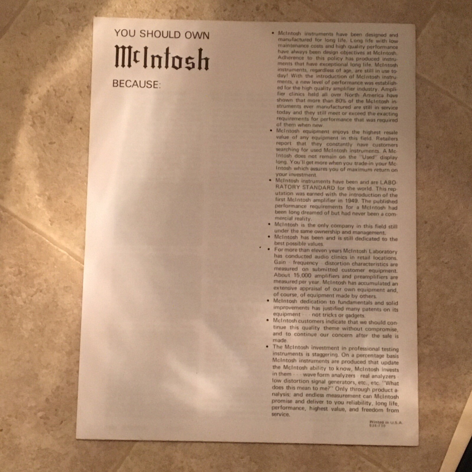Original MCINTOSH CAN WE HEAR PHASE? YES NO AUDIO MAGAZINE REPRINT OCT 1966