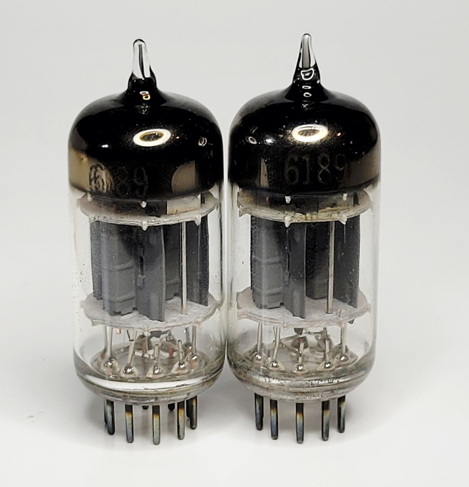 Pair Sylvania 6189 12AU7WA Gray plates Triple Mica Dual-Stabilizer Hickok Tested