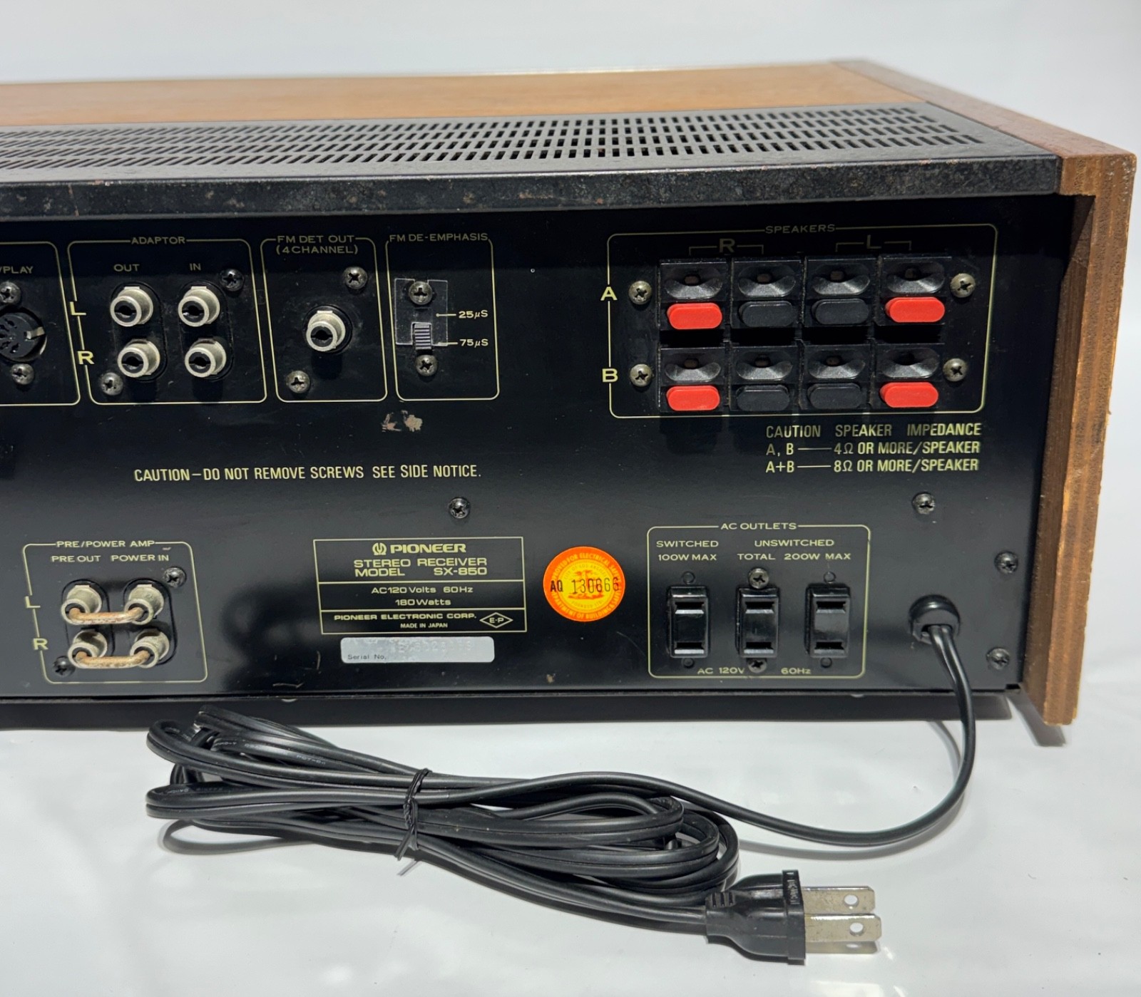 Vintage Pioneer Stereo Receiver SX-850 Works Made in Japan