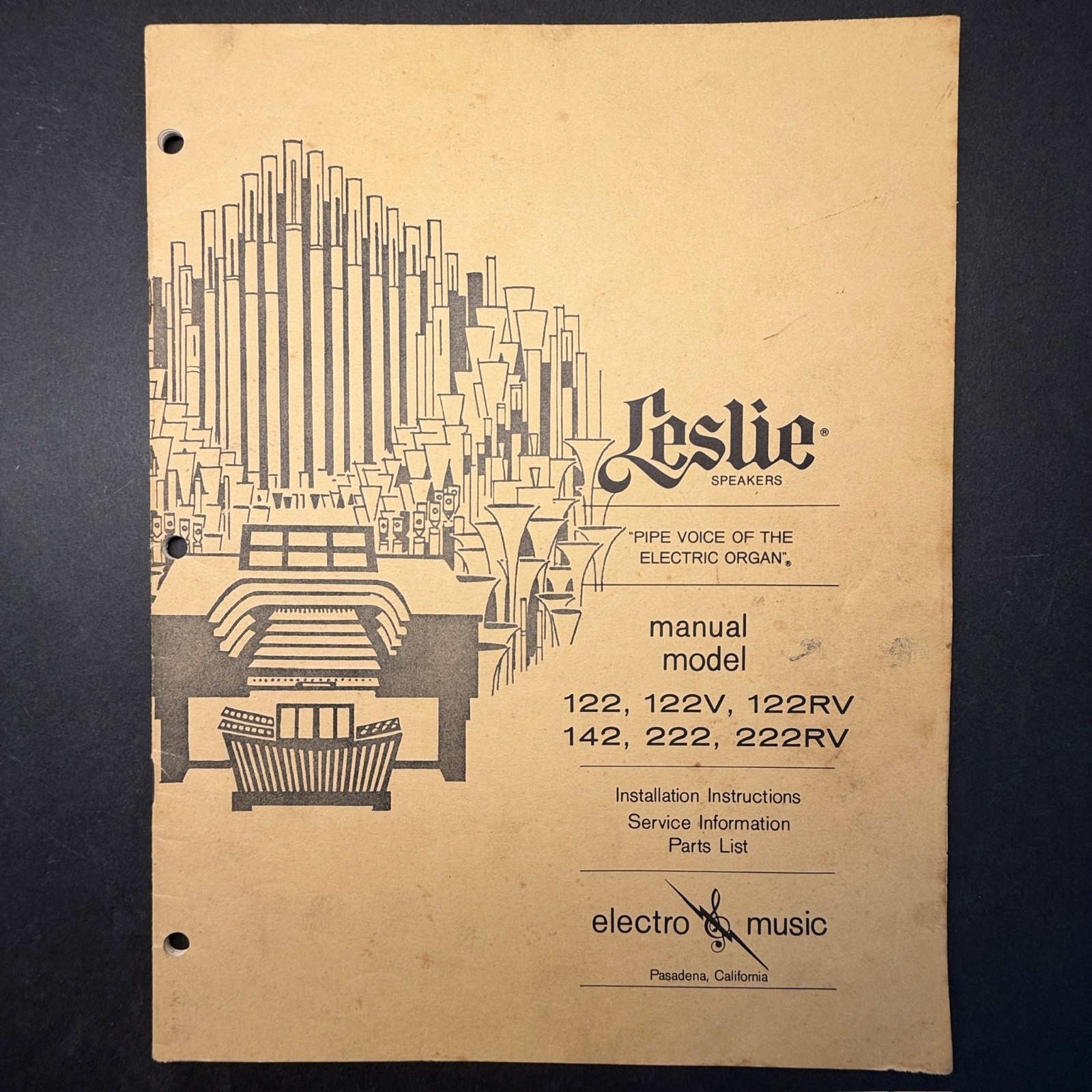 VINTAGE LESLIE 122, 122V, 122RV, 142M, 222, 222RV OWNER’S MANUAL