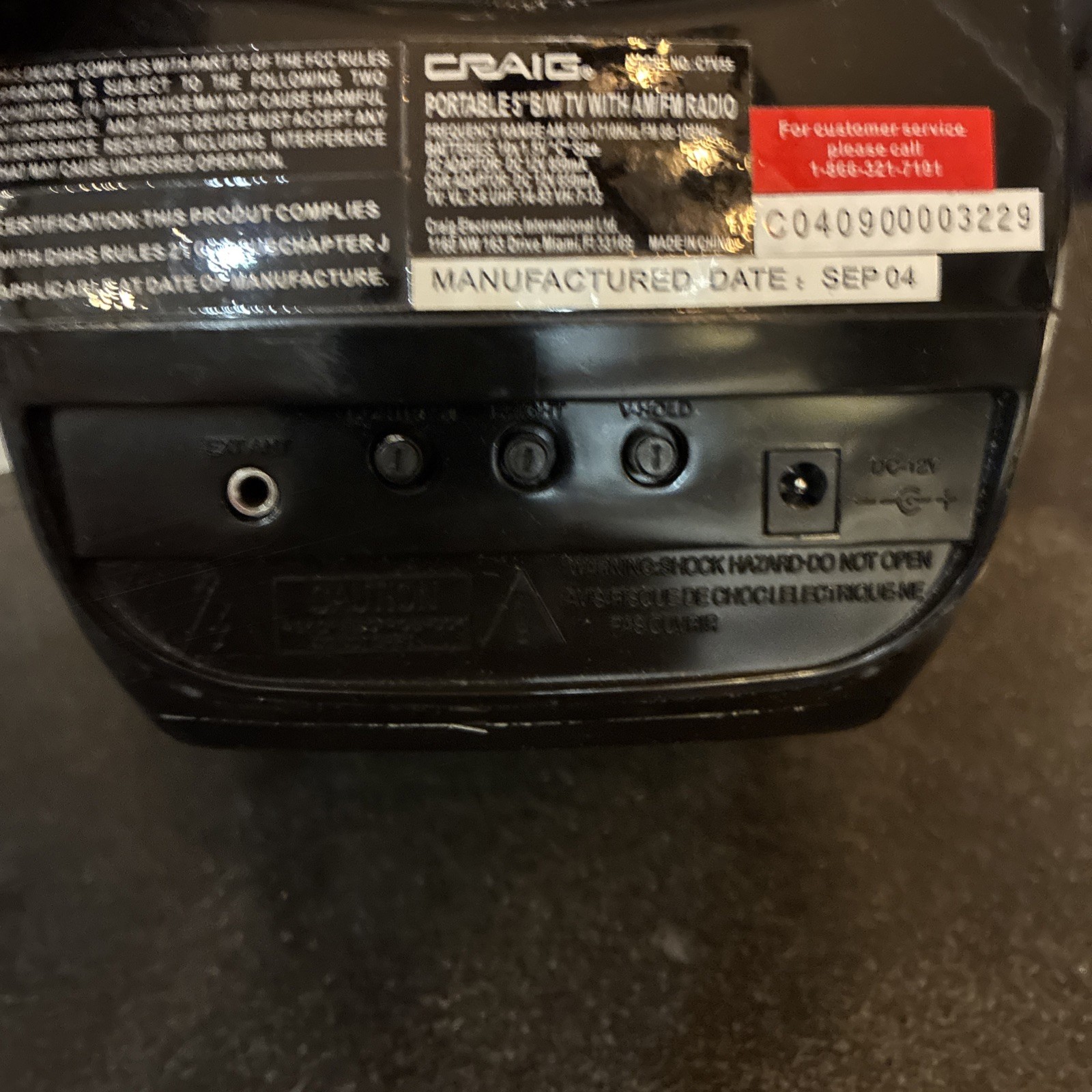 Vintage Craig Portable BW TV And Radio Model CTV55