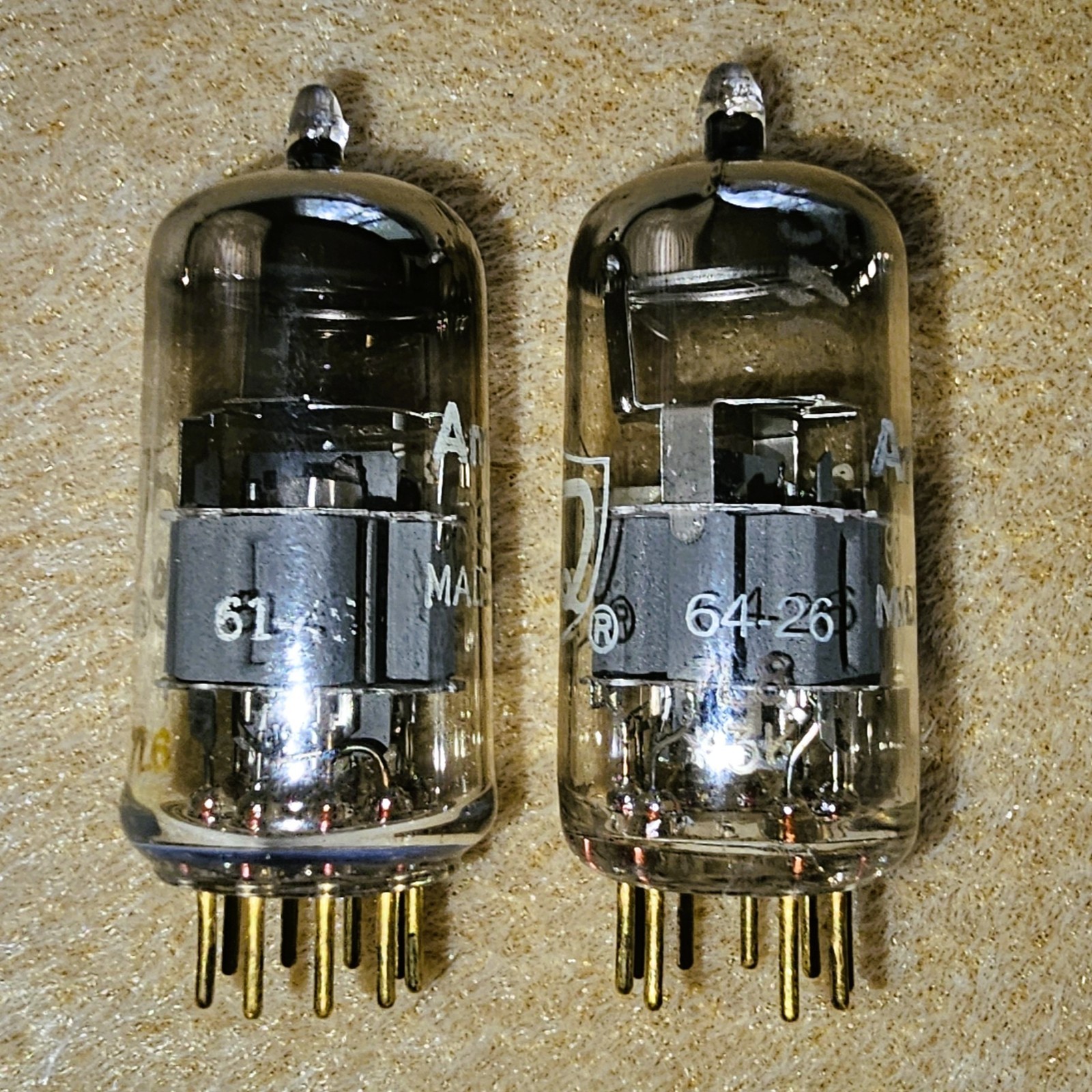 Amperex PQ 6922 O-Getter Gold Pins – Made in USA 1963 – Strong Matched Pair