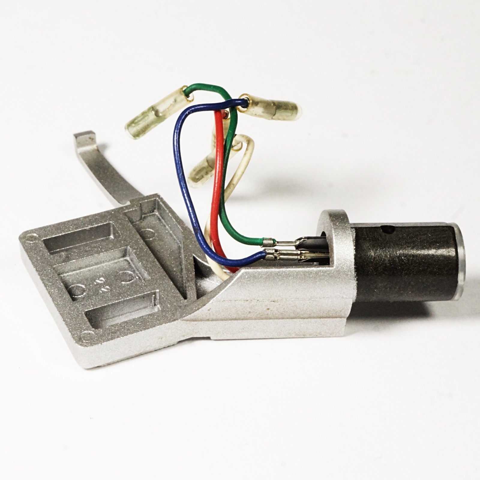 Silver Angle ADC Type Headshell for Straight Tonearm Turntable w/ Cables Used