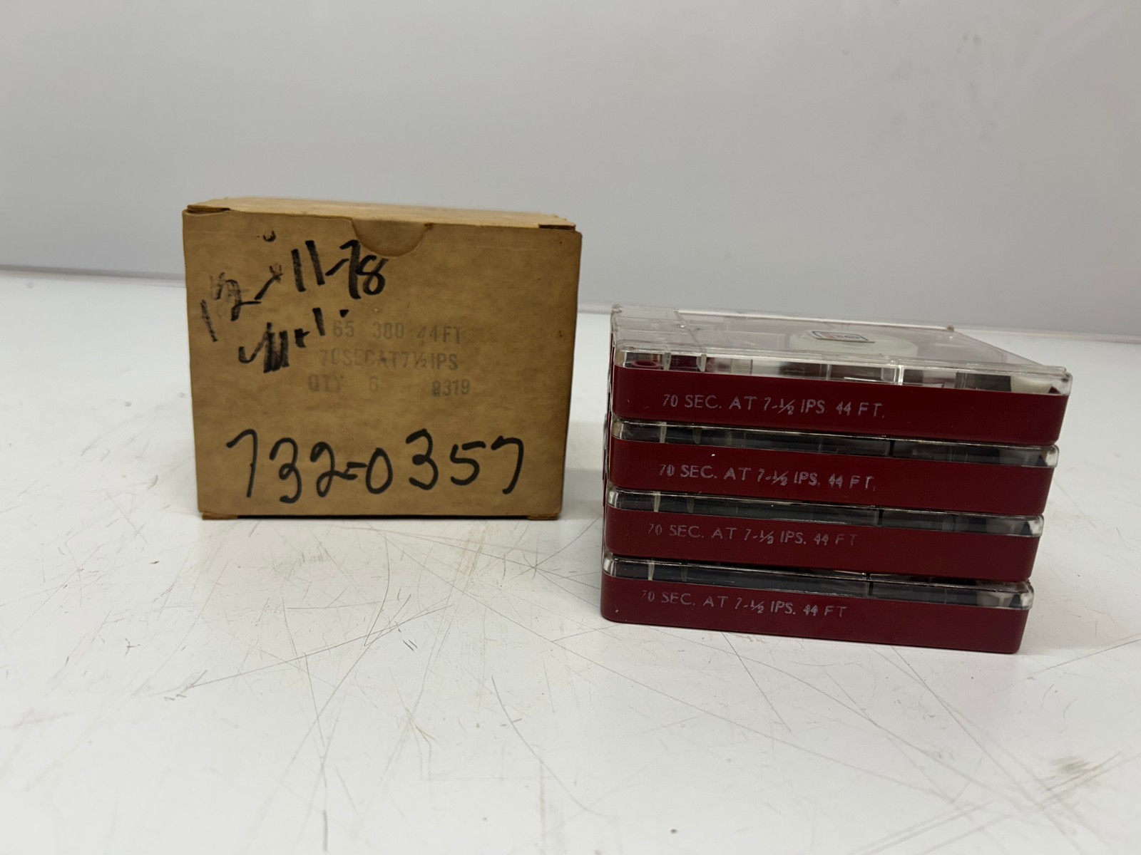 Set 4 Vtg Fidelipac Automatic Audio Tape Cartridges Master Cart Type AA 44′