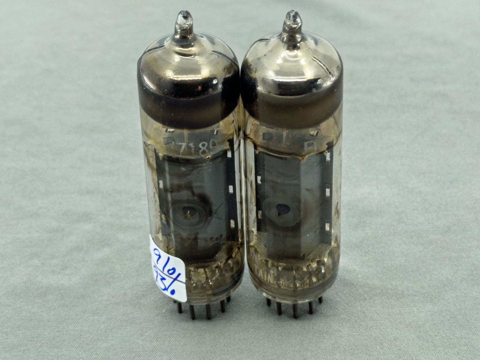 (2) Mullard 7189 Power Tubes Matched Codes Blackburn UK 1960 Test Strong