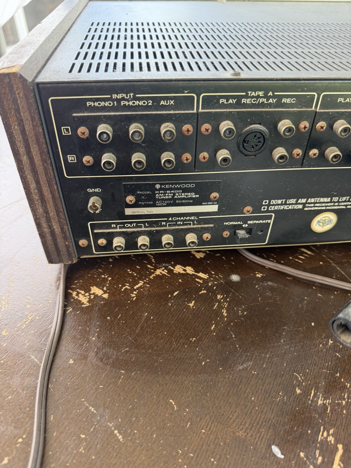 Vintage Kenwood KR 5400 AM/FM Solid State Stereo Receiver With Tuning Receiver
