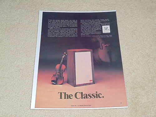 Acoustic Research AR-3a Speaker Ad, 1971, 1 pg, Rare!