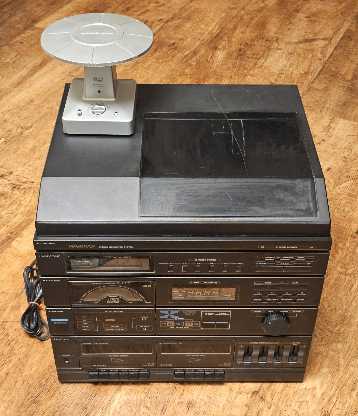 Magnavox MX 1418 CD, Record, Stereo System, Dual Tape Deck, Phono, AM/FM Tuner