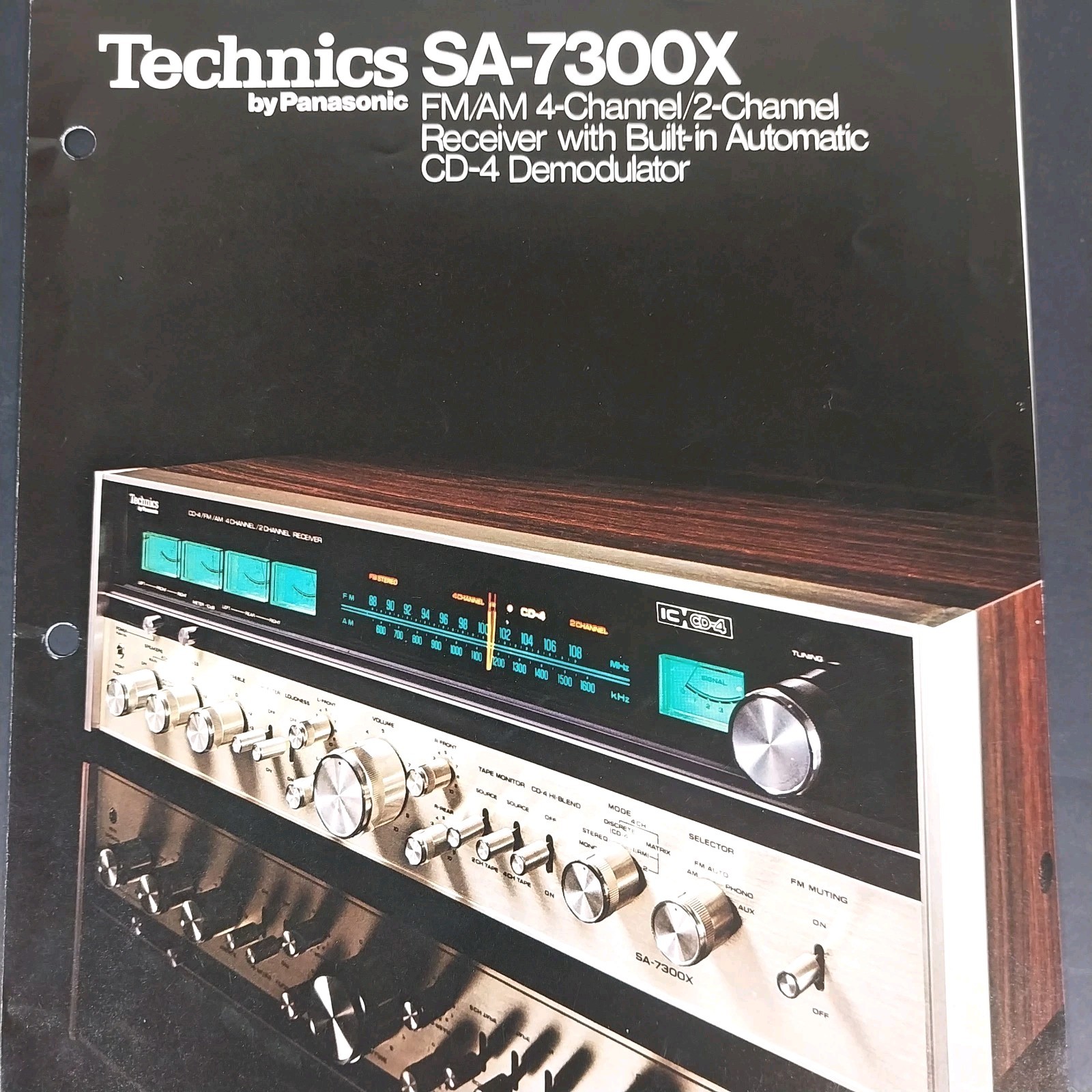 Vintage Technics SA-7300X Receiver Original Dealer Brochure 1974 Quadraphonic
