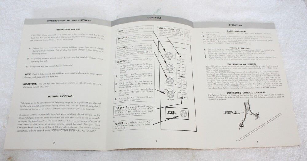 Sears Silvertone Model 6055 6056 Stereo Console Owners Manual + Schematic