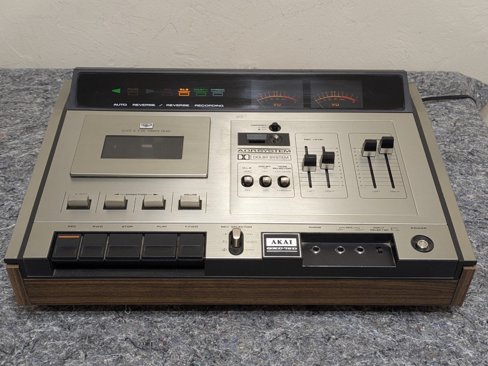 Vintage 70s AKAI GXC-75D Auto Reverse Audio Cassette Tape Player Recorder TESTED