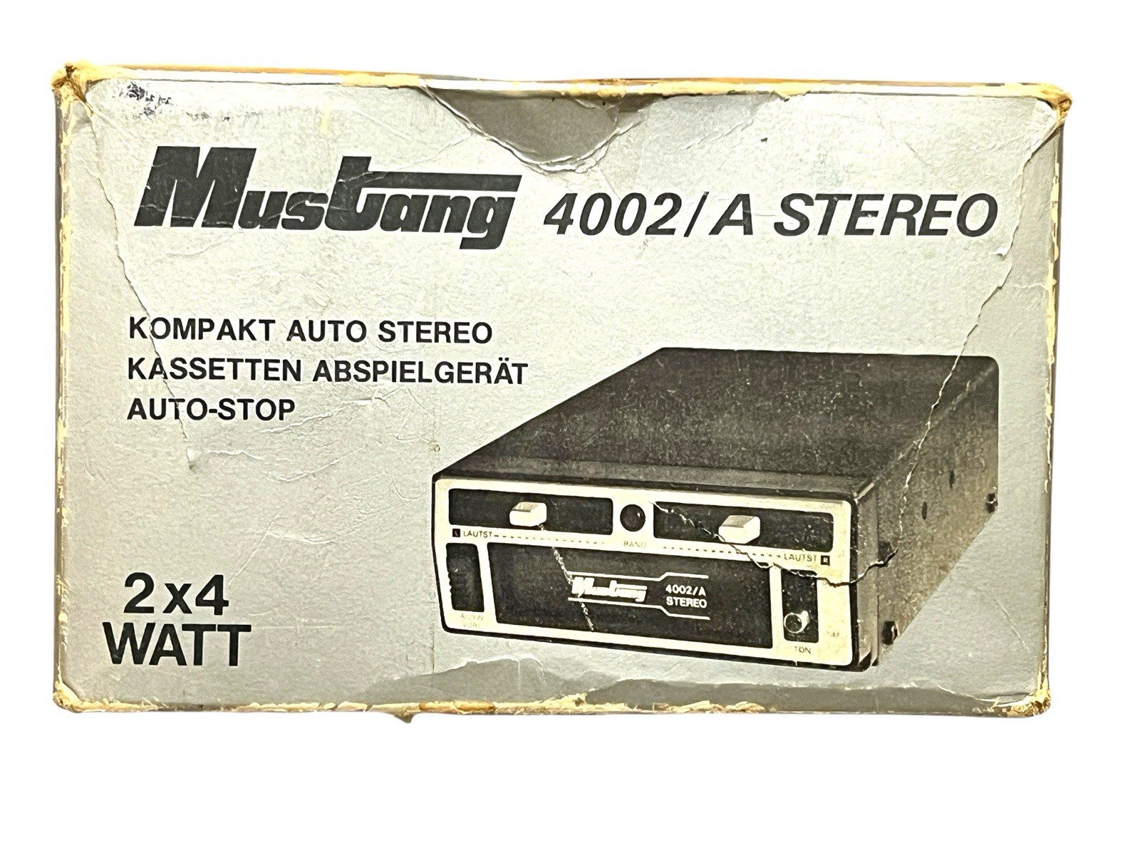 Vintage Mustang 4002/A Under Dash Car Stereo Cassette Player NOS Complete Box