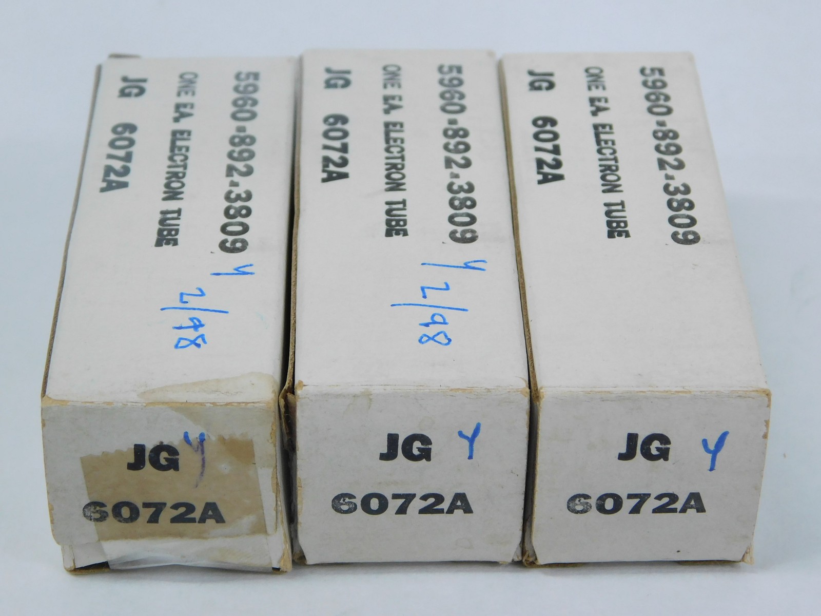 GE JG-6072A Vintage 1965 Black Plate Audio NOS Tube Trio (test well)