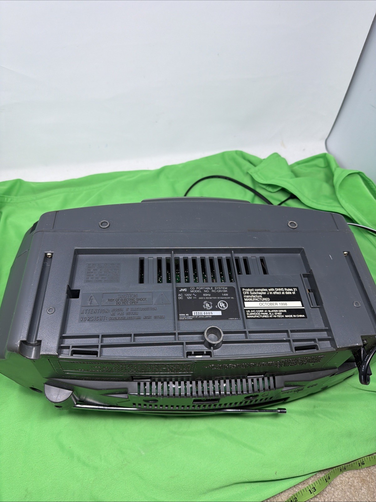 JVC Vintage Boombox RC-QN1BK AM/FM, CD, Cassette Tape Tested and Working